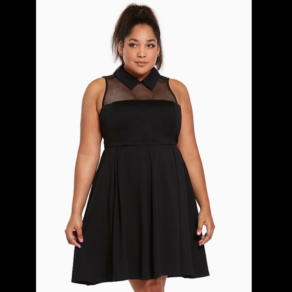 Torrid mesh collar ponte dress